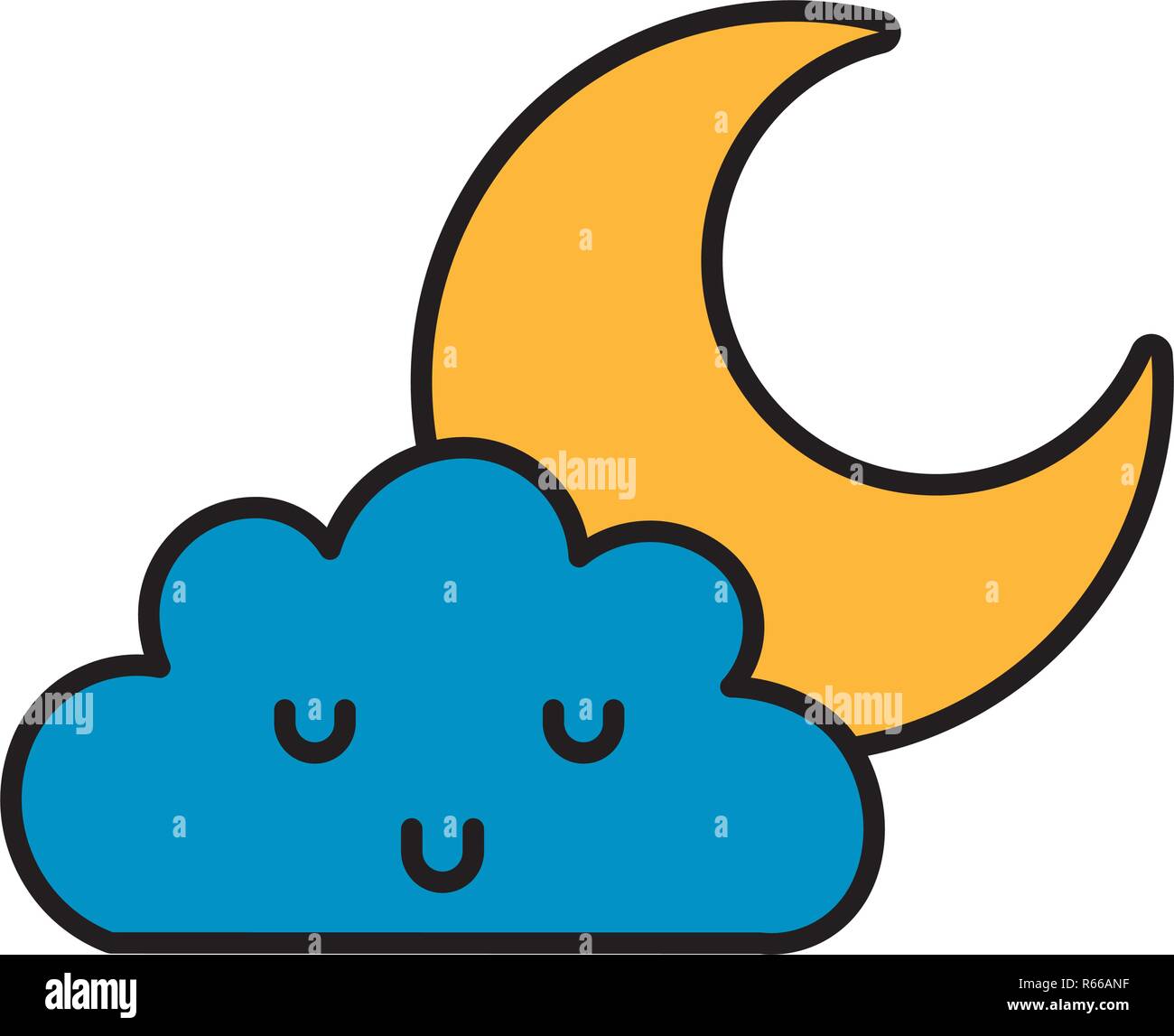 kawaii cloud and moon cartoon Stock Vector Image & Art - Alamy