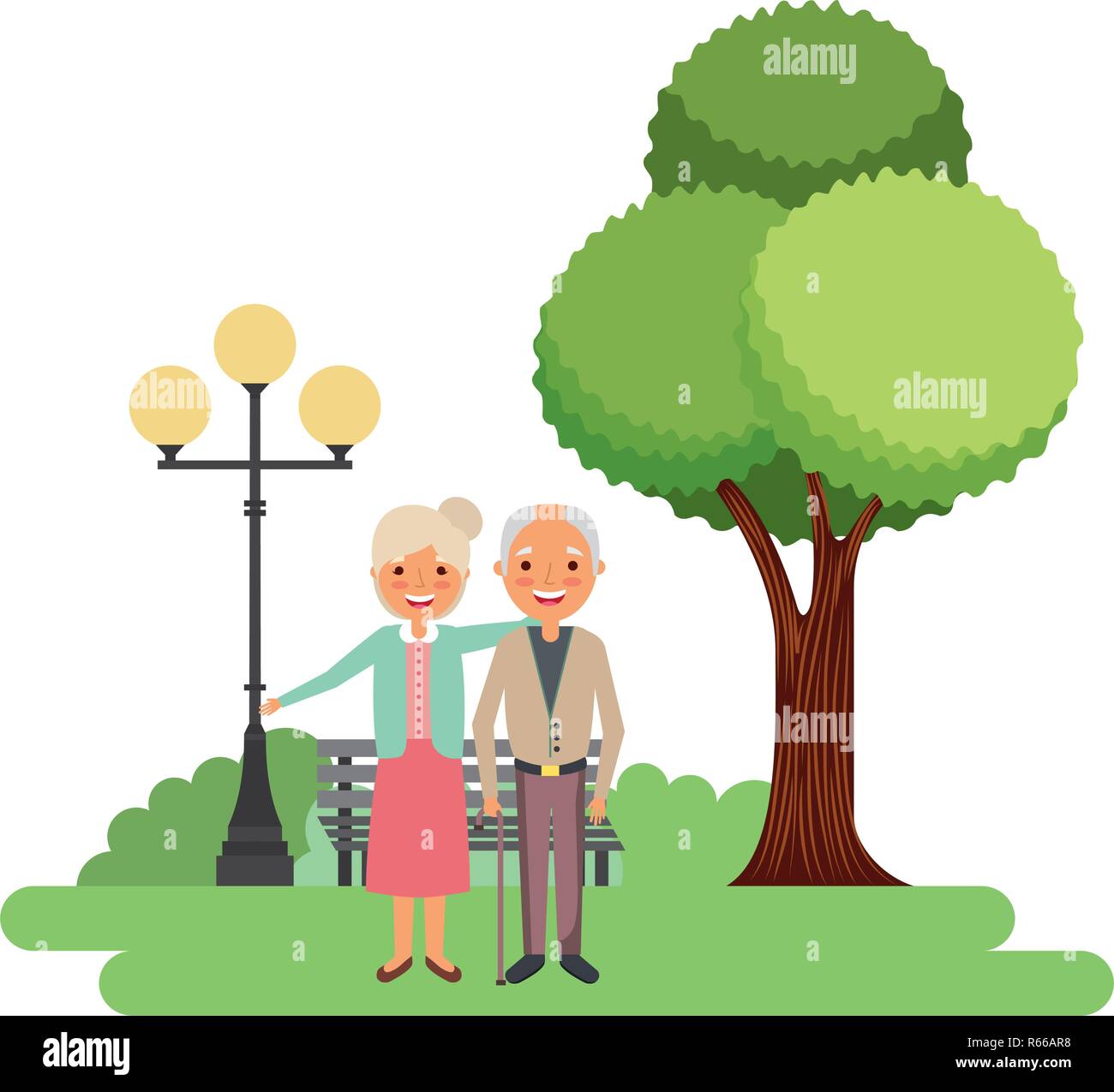 elderly couple together in the park Stock Vector Image & Art - Alamy