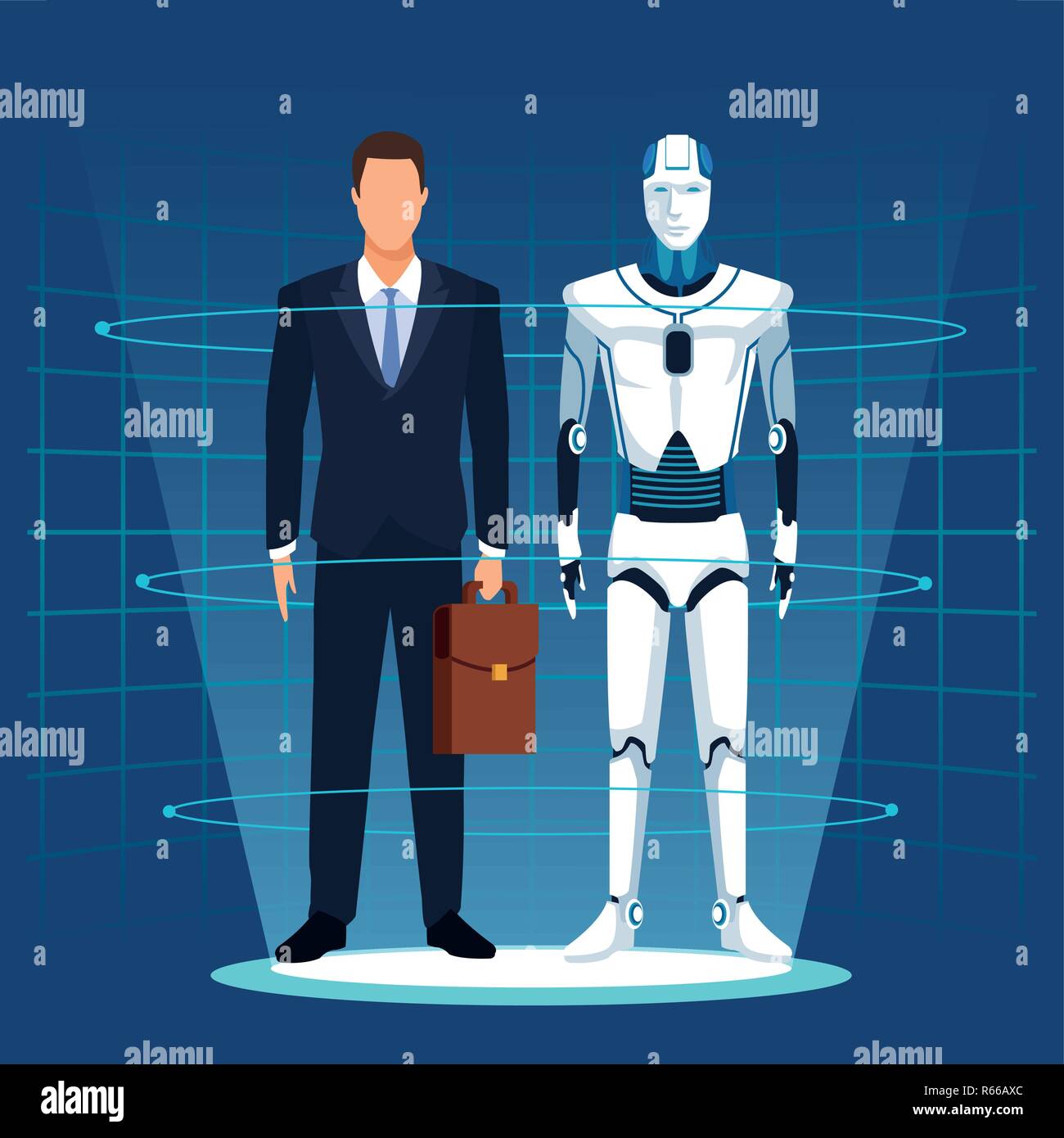humanoid robot and businessman Stock Vector Image & Art - Alamy