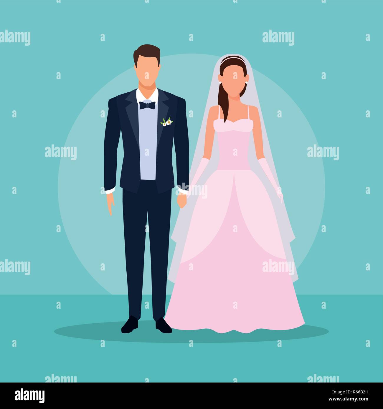 Illustration Wedding Couple Holding Hands Stock Photos
