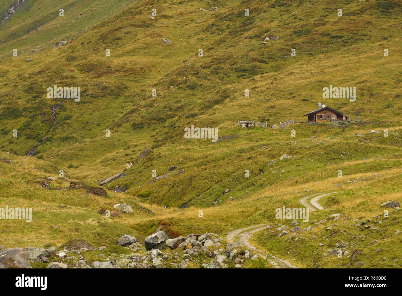 Remote mountain Cabin in the Austrian Alps Stock Photo Alamy