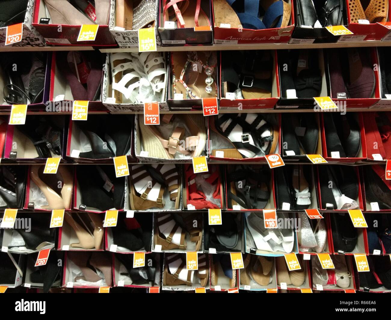Shoes on sale in Payless ShoeSource Stock Photo
