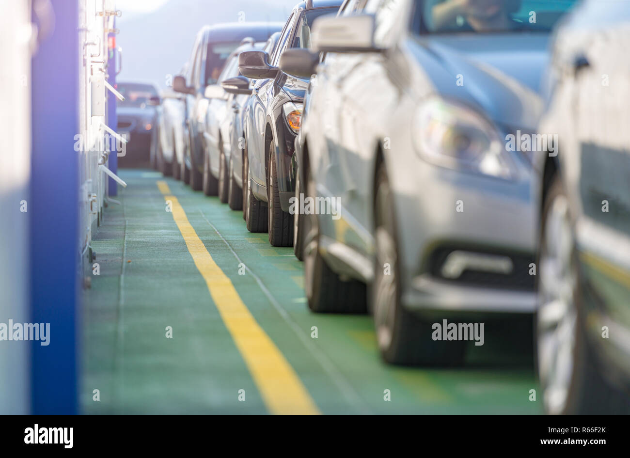Car ferry in Norway. Autos in line onboard Stock Photo Alamy