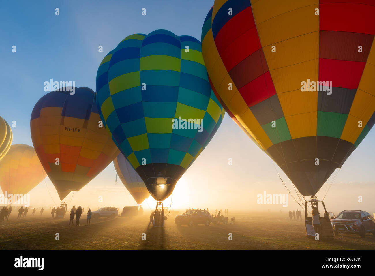 Inflated balloons at King valley hot air balloon festival in Victoria