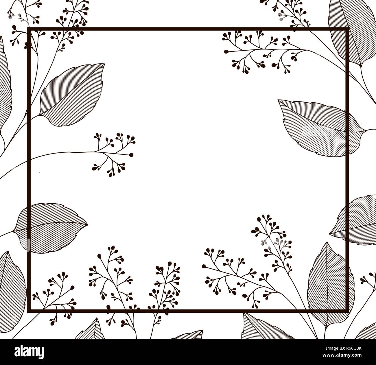 flowers with branches and leaves isolated icon Stock Vector Image & Art ...