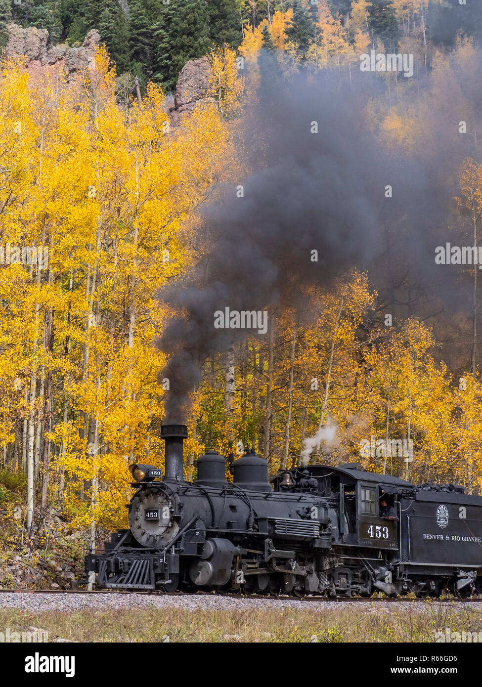 453 steamengine freight train at Toltec Creek, Cumbres