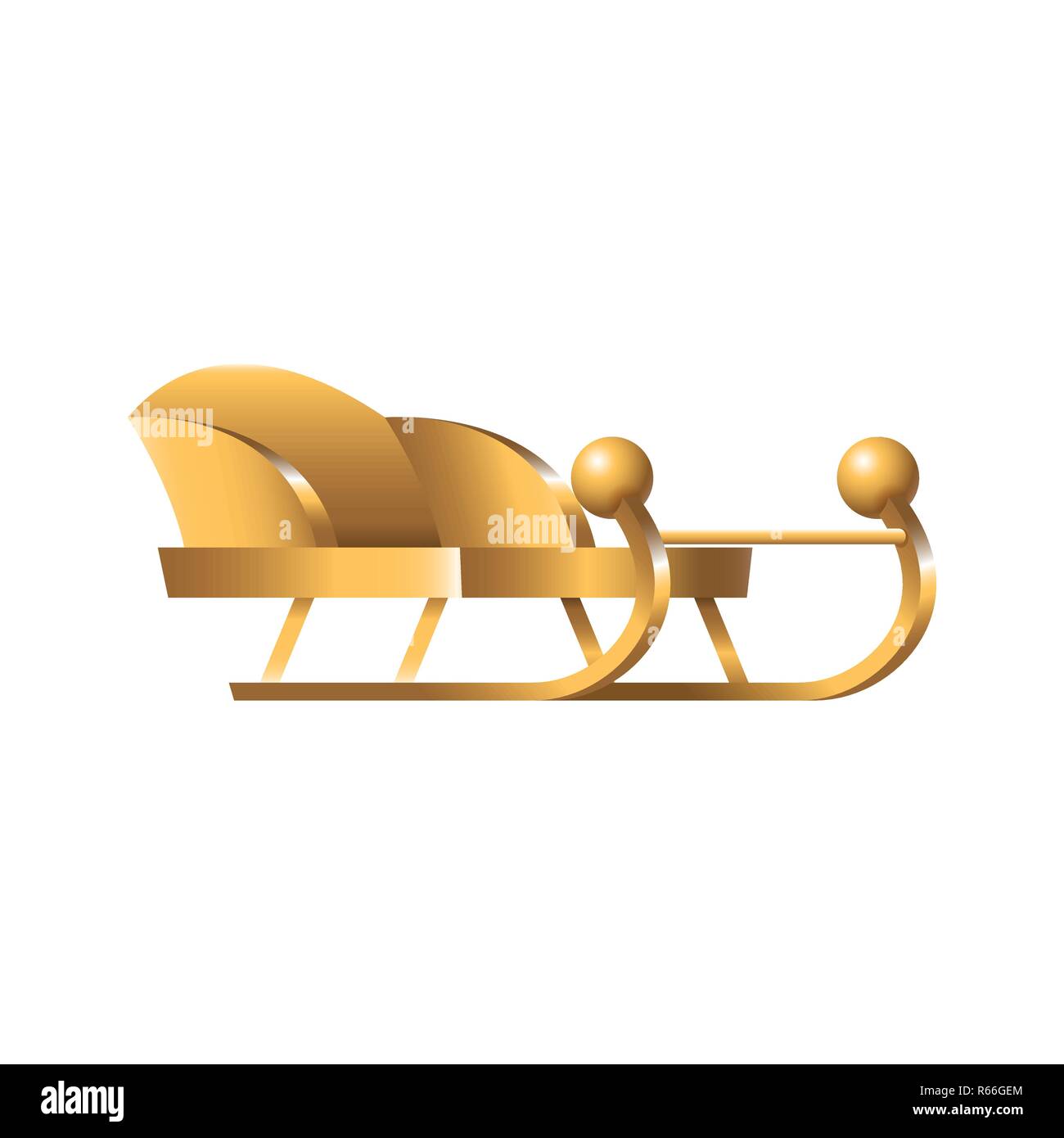 Golden sled vector illustration isolated on white background Stock Vector