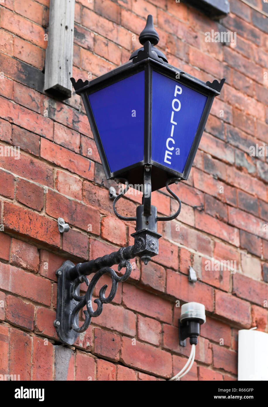 Old fashioned Police lamp outside Police Station Stock Photo