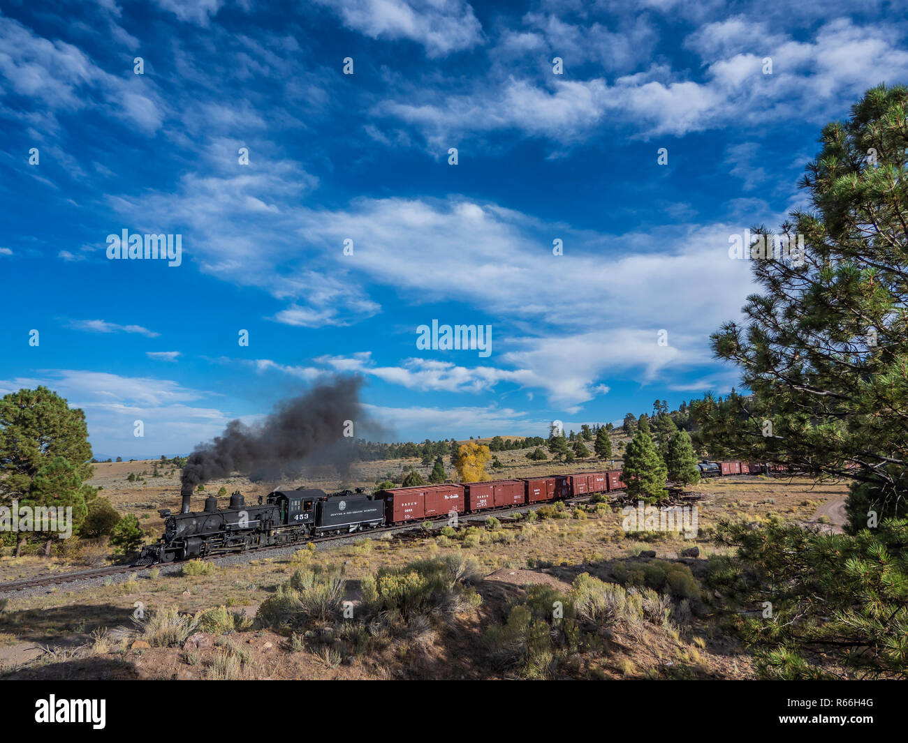 453 steamengine freight train eastbound at Big Horn