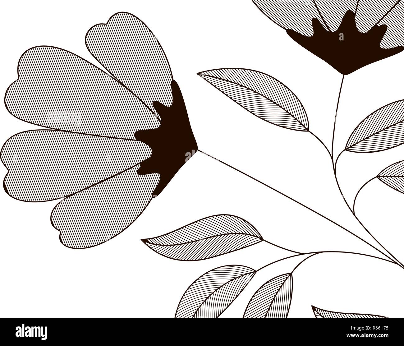 flowers with branches and leaves isolated icon Stock Vector Image & Art ...