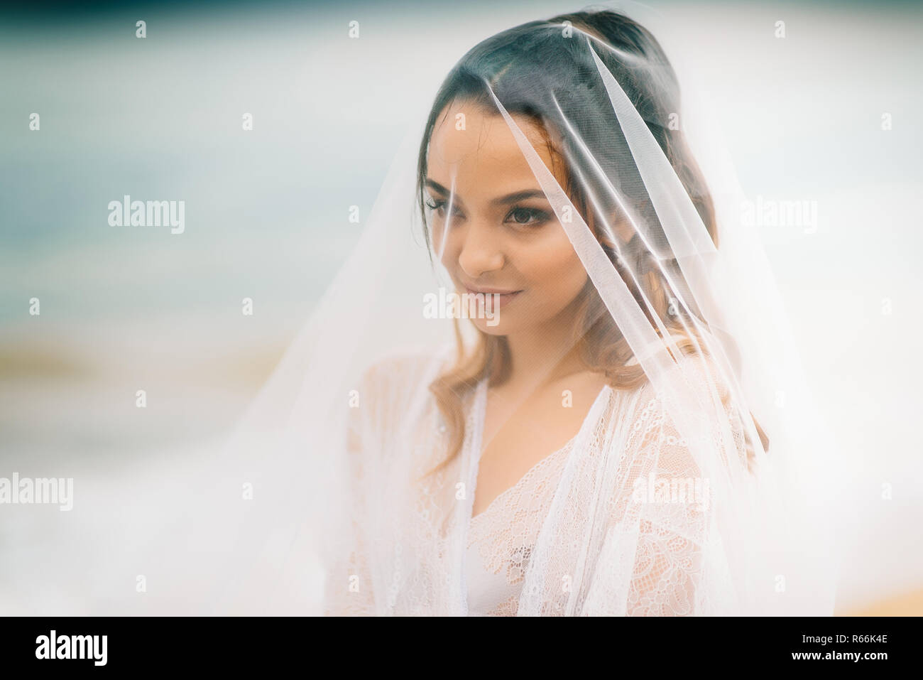 Beautiful bride under veil hi-res stock photography and images - Alamy
