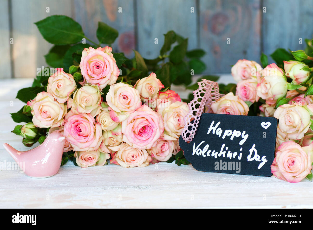 floral greetings for valentines day Stock Photo