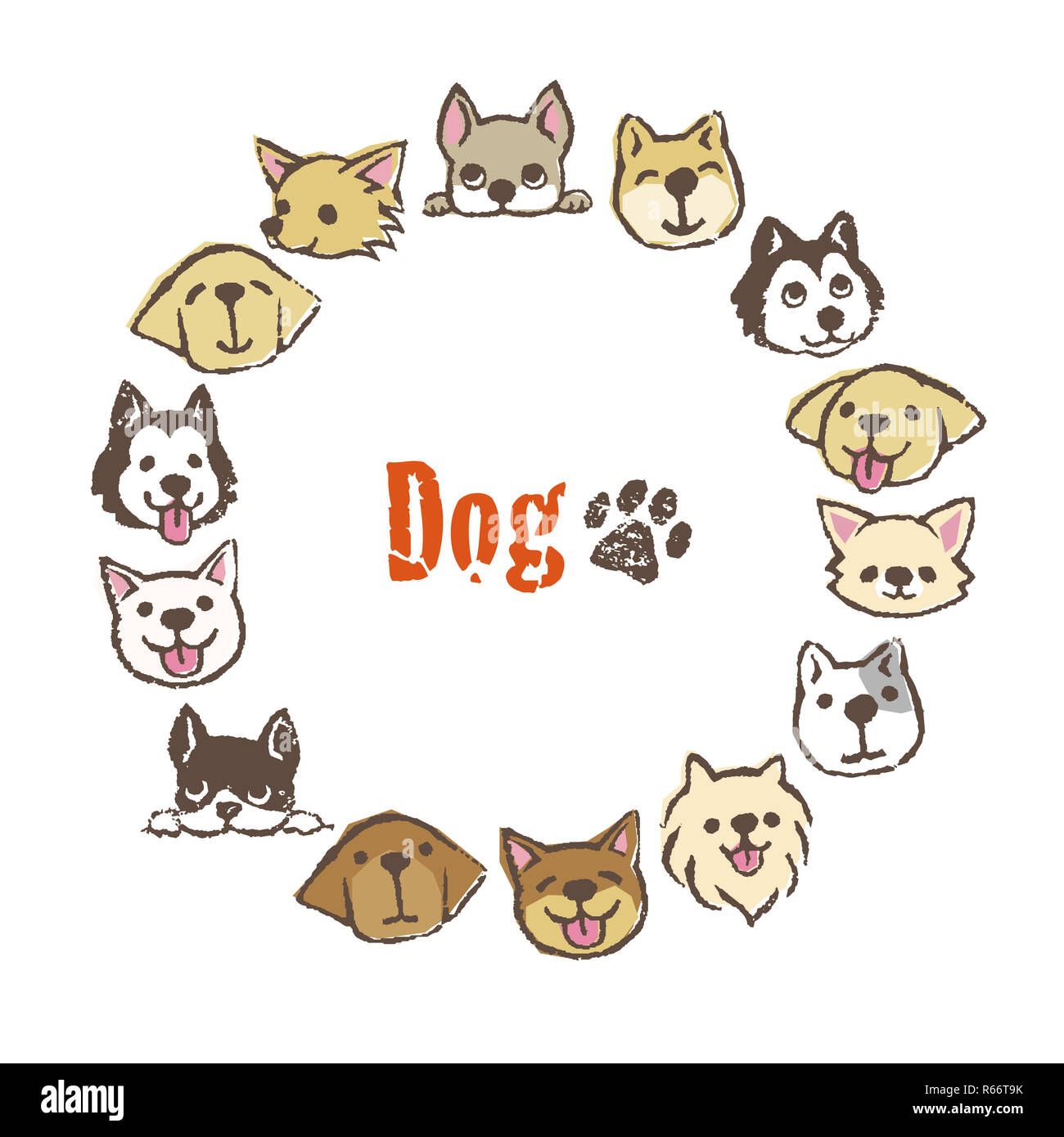 Circle frame with cute dogs, frame design Stock Photo - Alamy