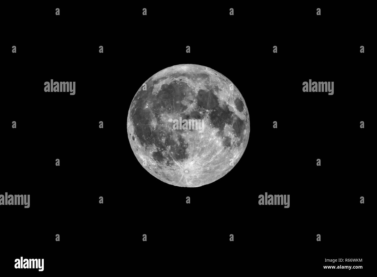 Full moon seen with telescope Stock Photo - Alamy