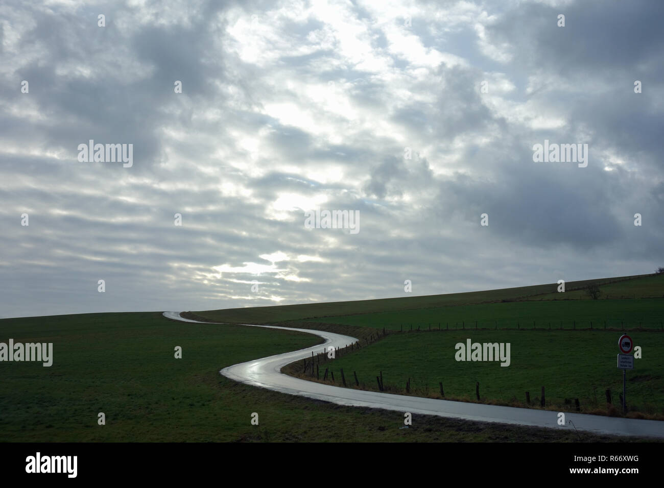winding country road in the sauerland Stock Photo
