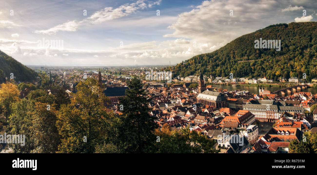 heidelberg from the castle,photographed as panorama Stock Photo