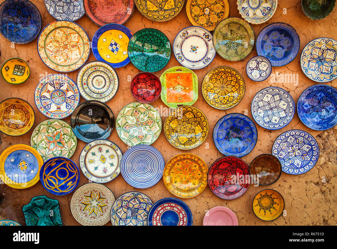 Colourful plates on sale Stock Photo Alamy
