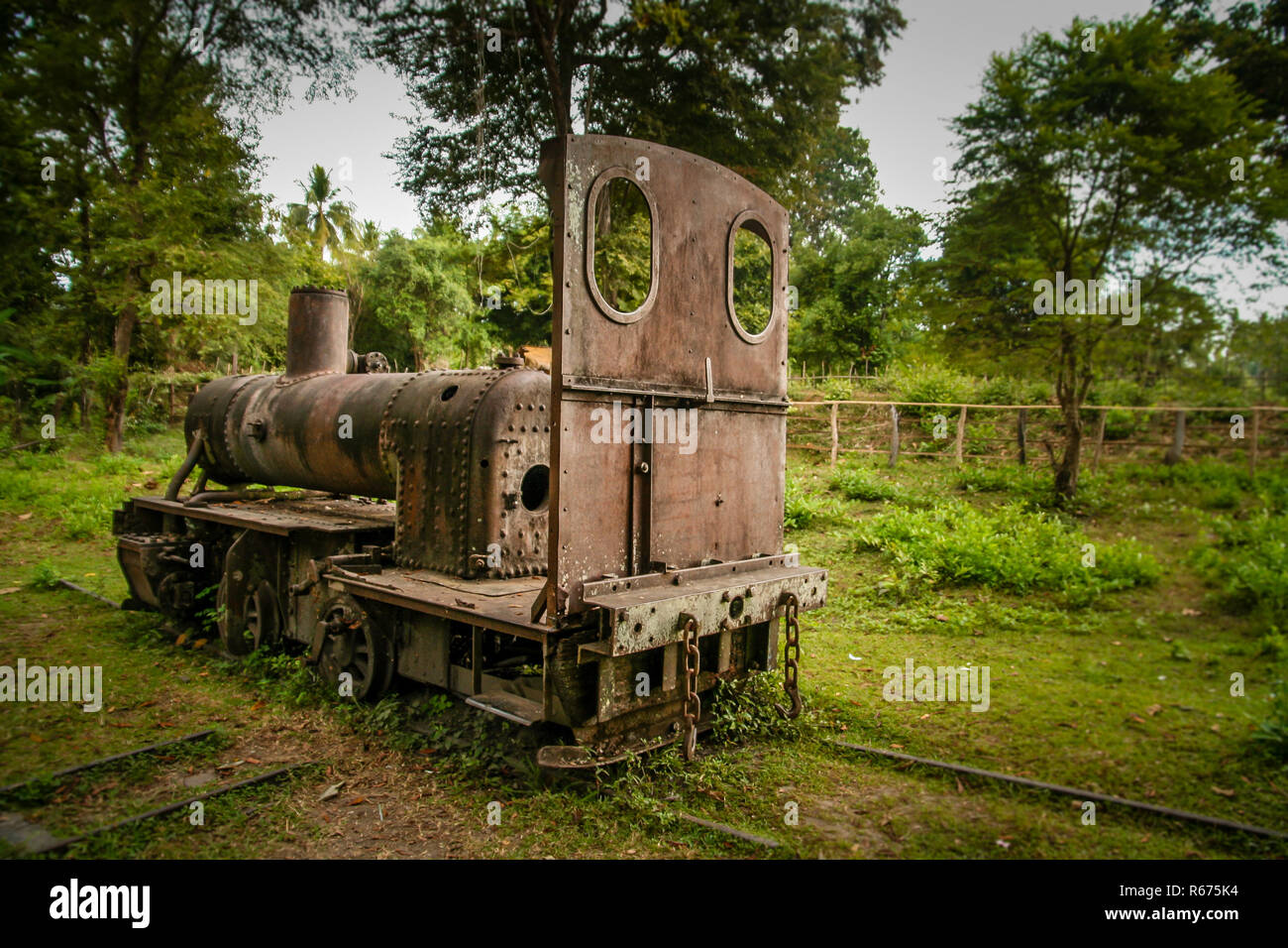 Disused Don Khon railway Stock Photo