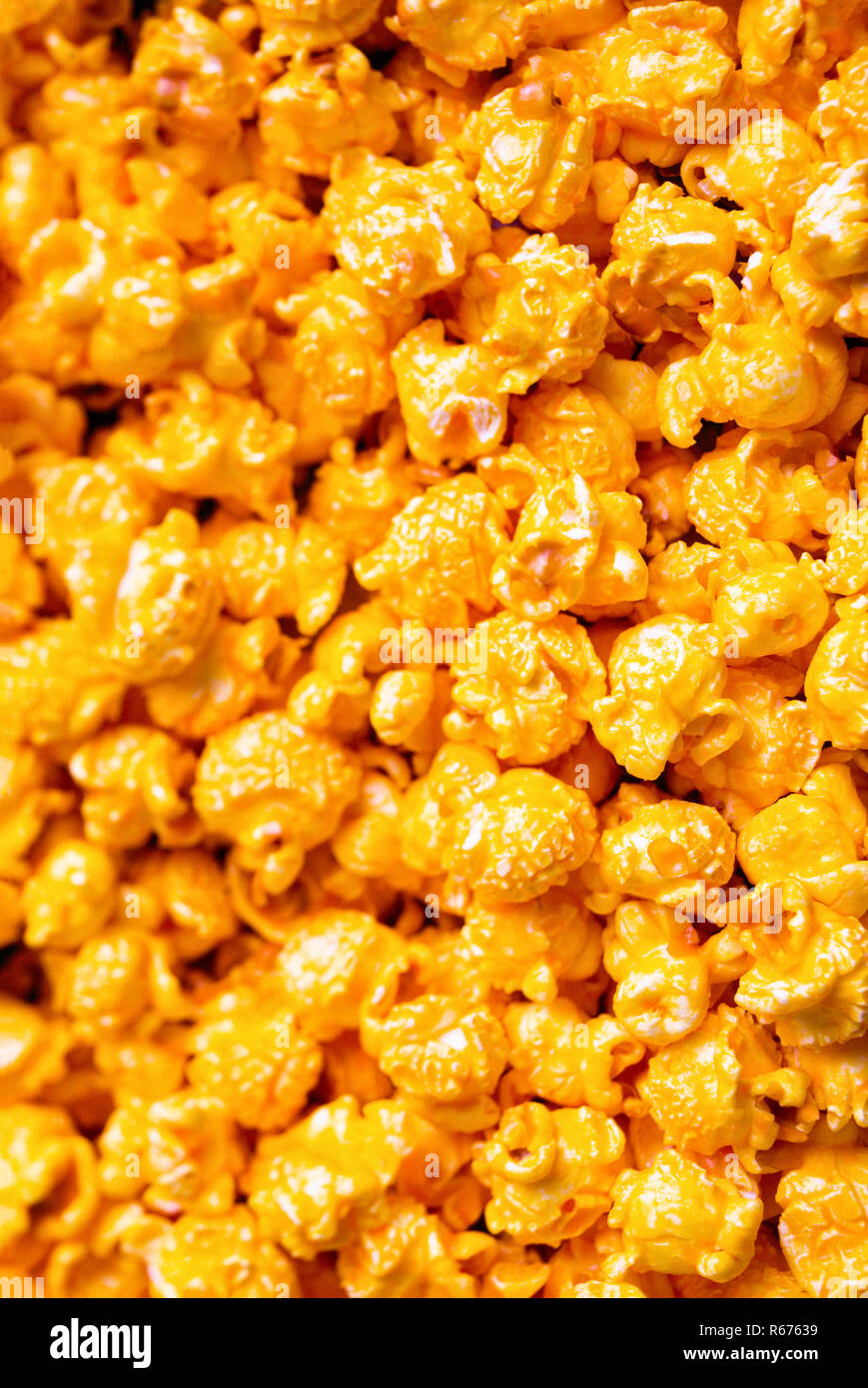 golden cheese popcorn food background Stock Photo