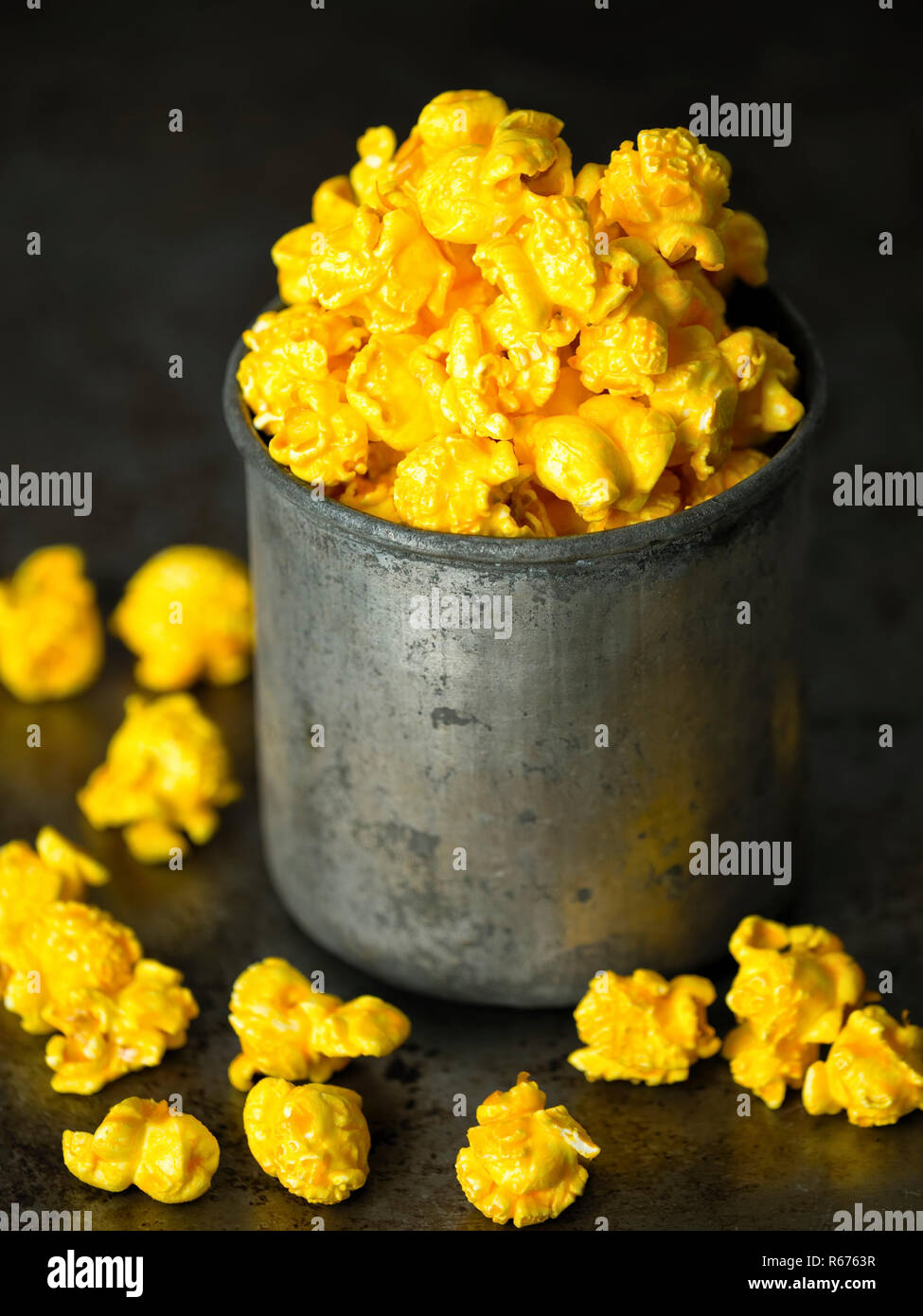 rustic golden cheese popcorn Stock Photo