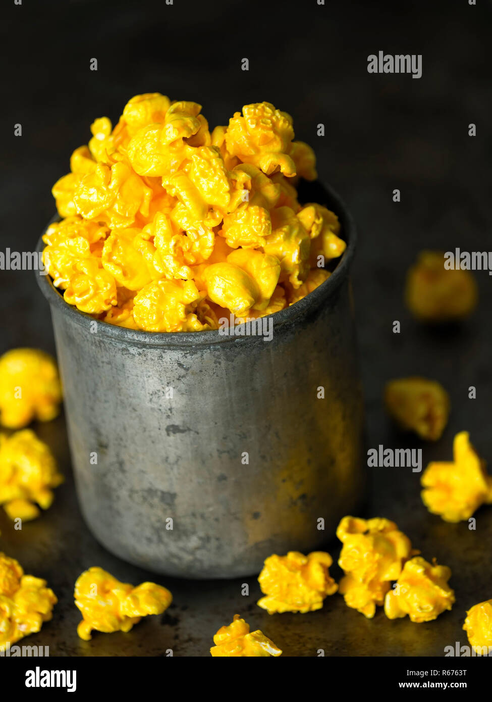 rustic golden cheese popcorn Stock Photo