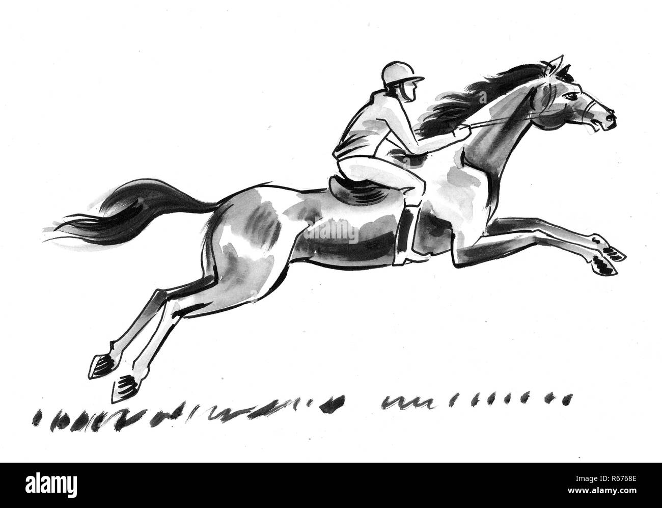 Set with hand-drawing graphic of a running horses Vector Image