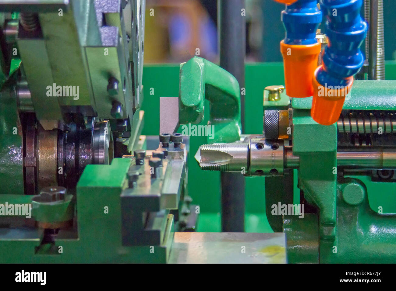 Screw threading machine green Stock Photo Alamy