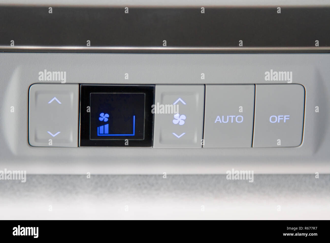 Button to open the air in the car, fan button, auto button Stock Photo