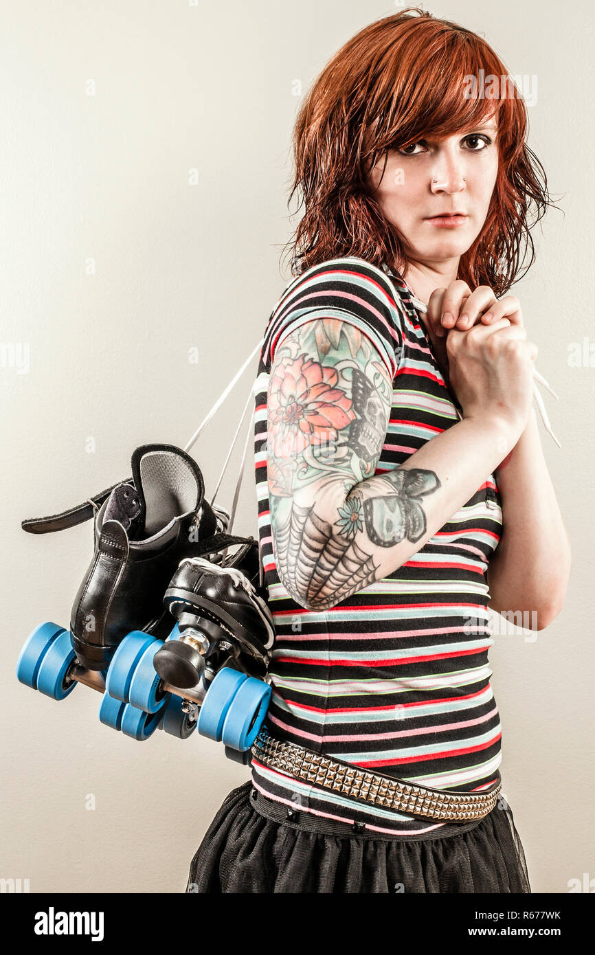 Beautiful roller derby woman Stock Photo Alamy