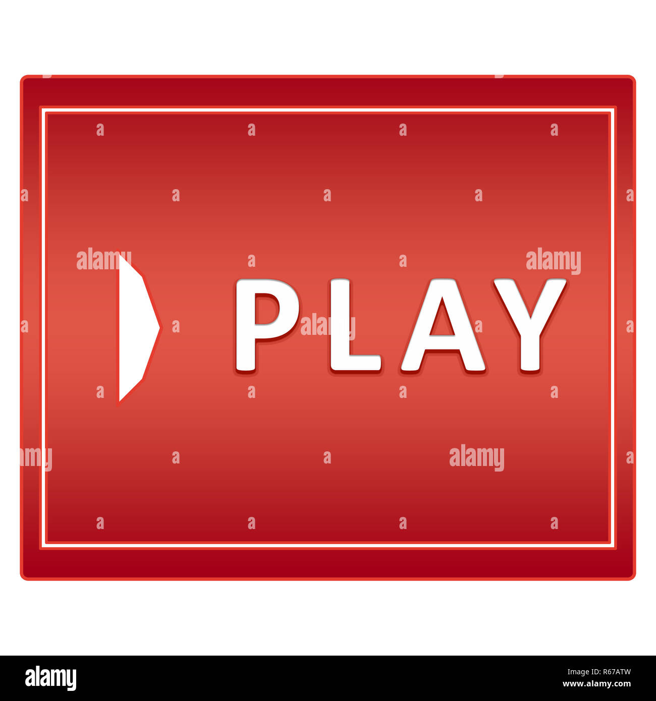 Big red isolated play button with arrow Stock Photo