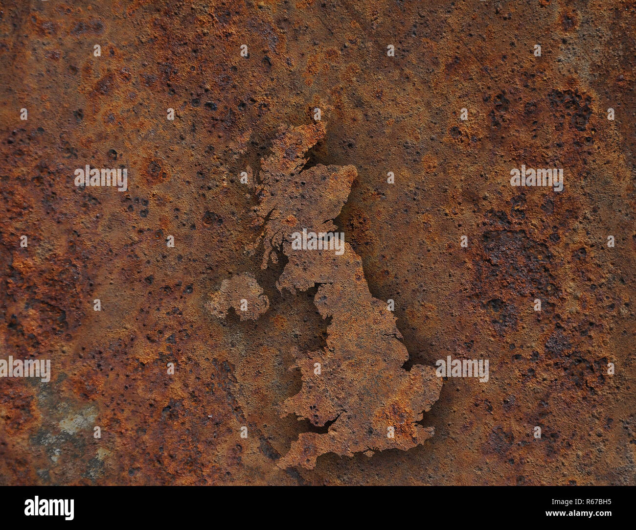 Map of great britain on rusty metal hi-res stock photography and images ...