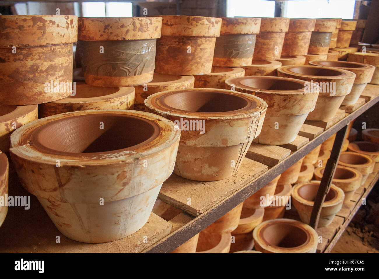 Old factory pottery production, making pots Stock Photo Alamy