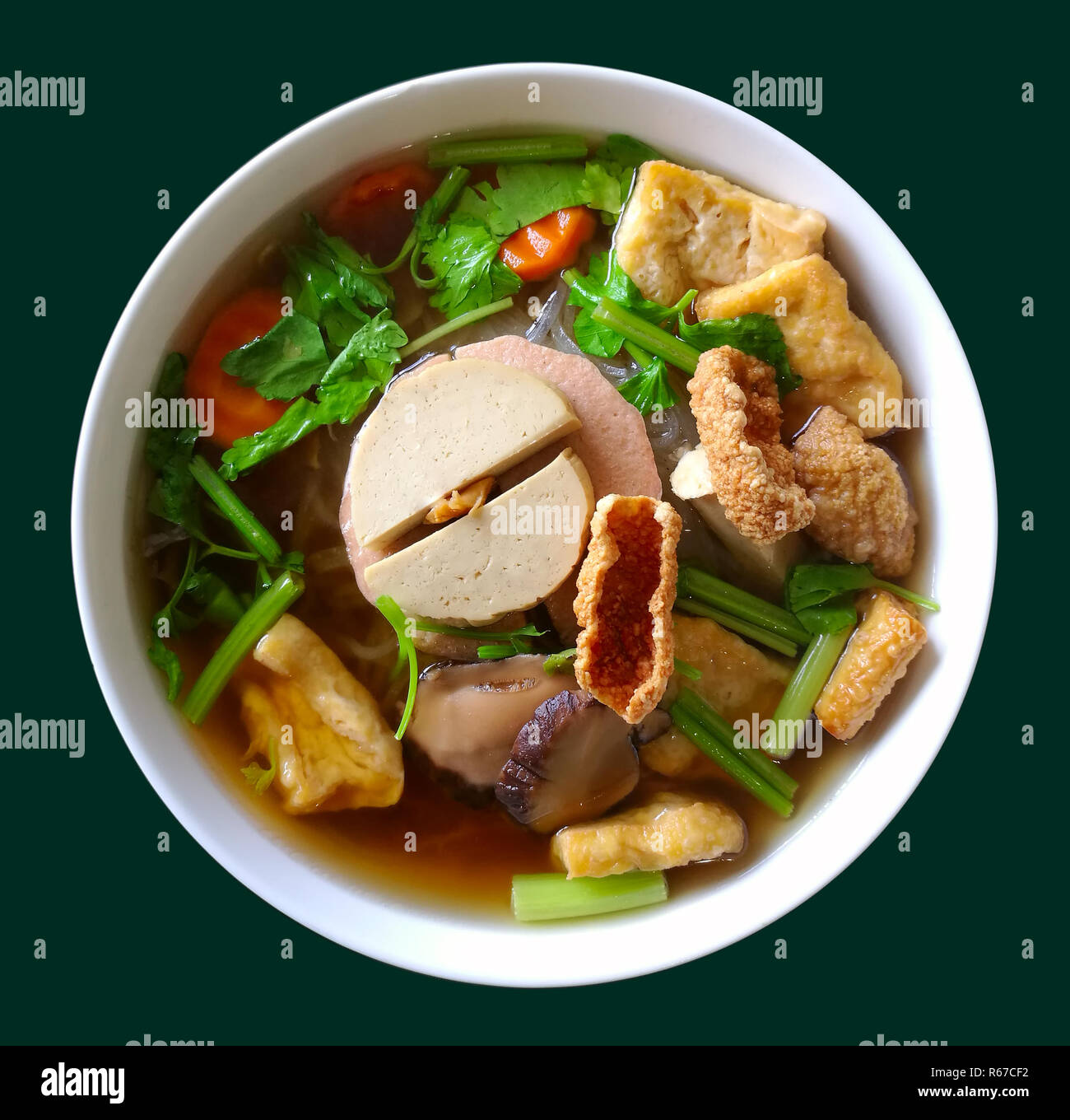 Vietnamese vegetarian vegetable rice noodle soup - hu tieu nam vang