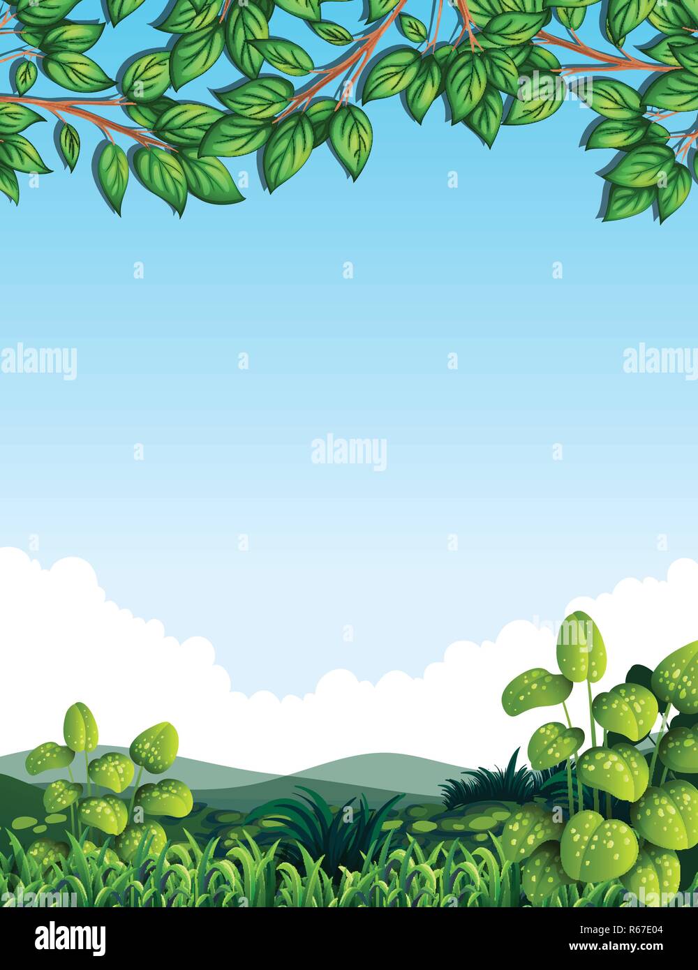 Nature with tree leaves illustration Stock Vector Image & Art - Alamy