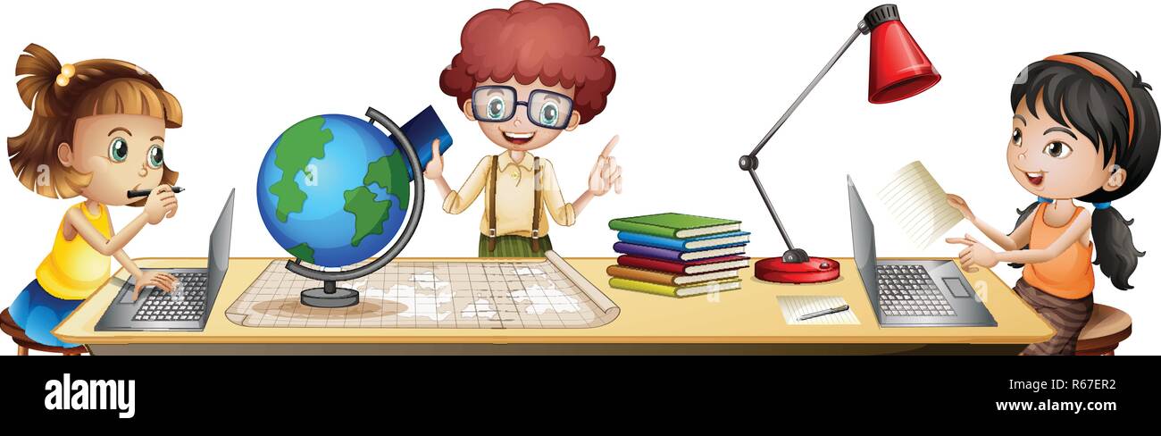 Students table map school Stock Vector Images - Alamy
