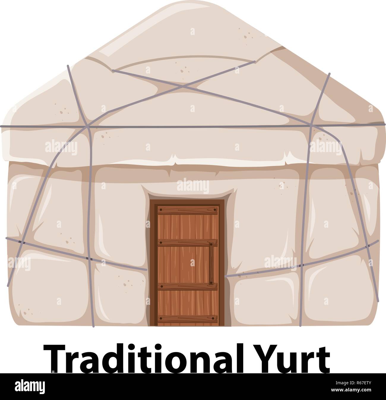 Traditional yurt house on white background illustration Stock Vector
