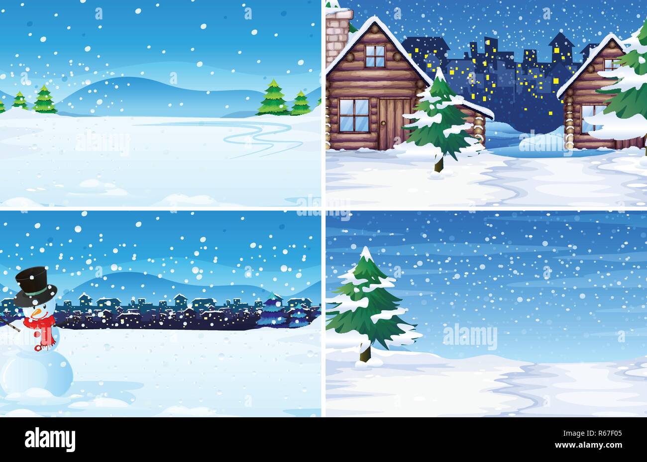 Set of winter outdoor background illustration Stock Vector Image & Art ...