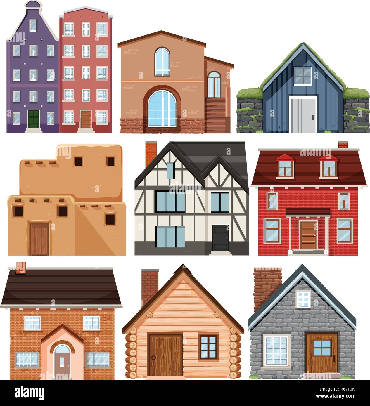 Set of different culture houses illustration Stock Vector Image & Art ...