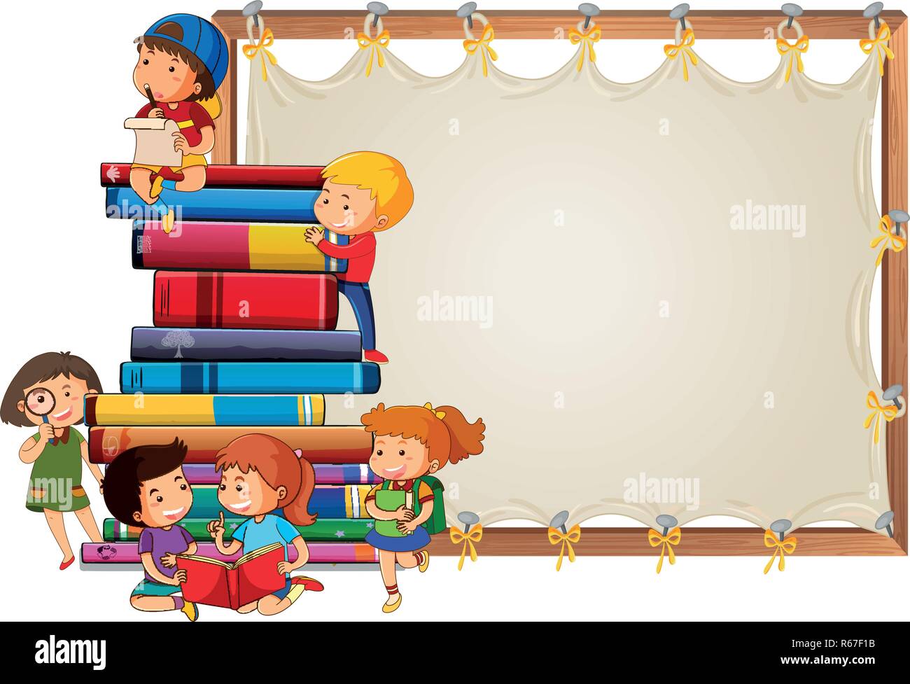 Children on wooden board illustration Stock Vector Image & Art - Alamy