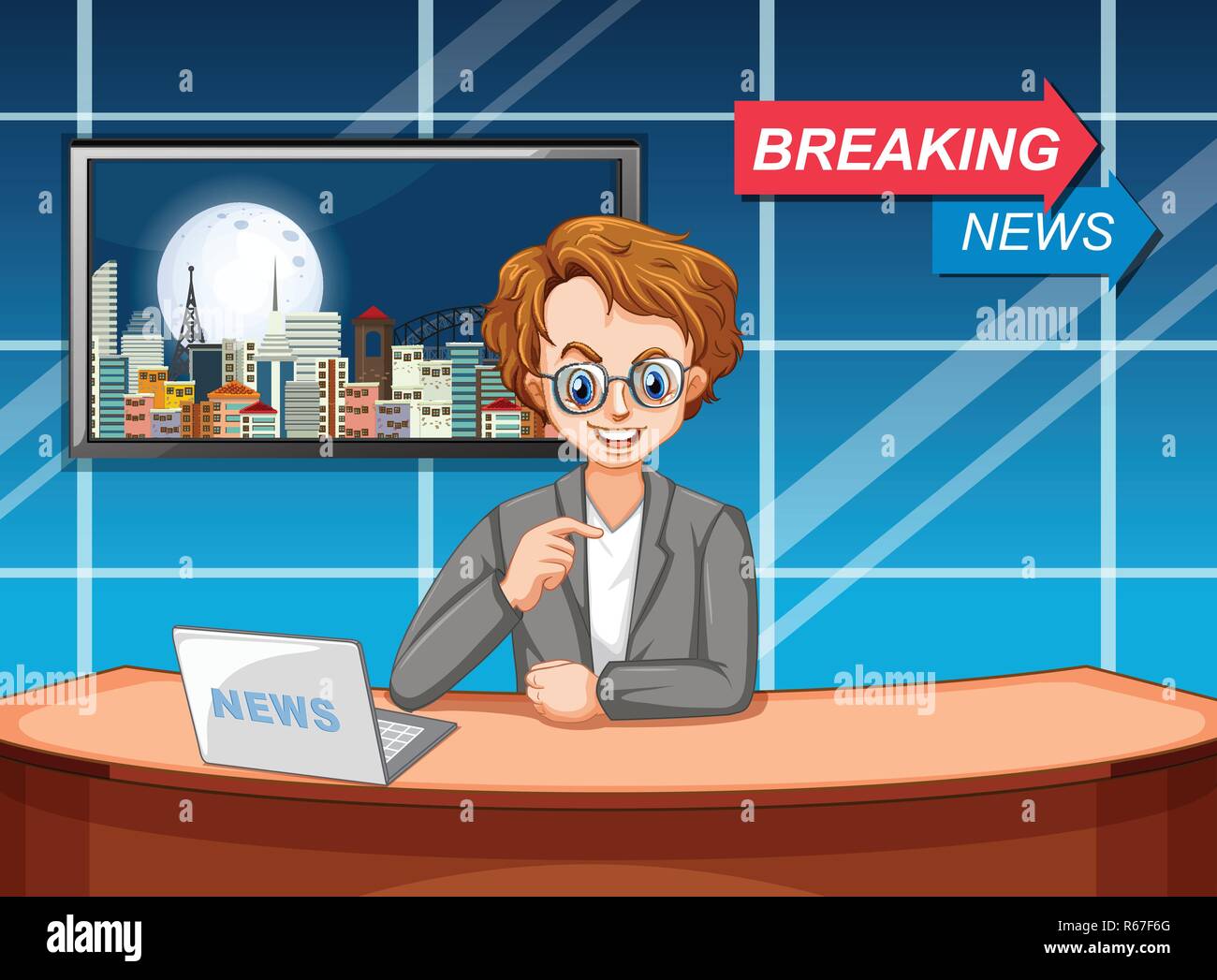 News reporter in studio illustration Stock Vector Image & Art - Alamy