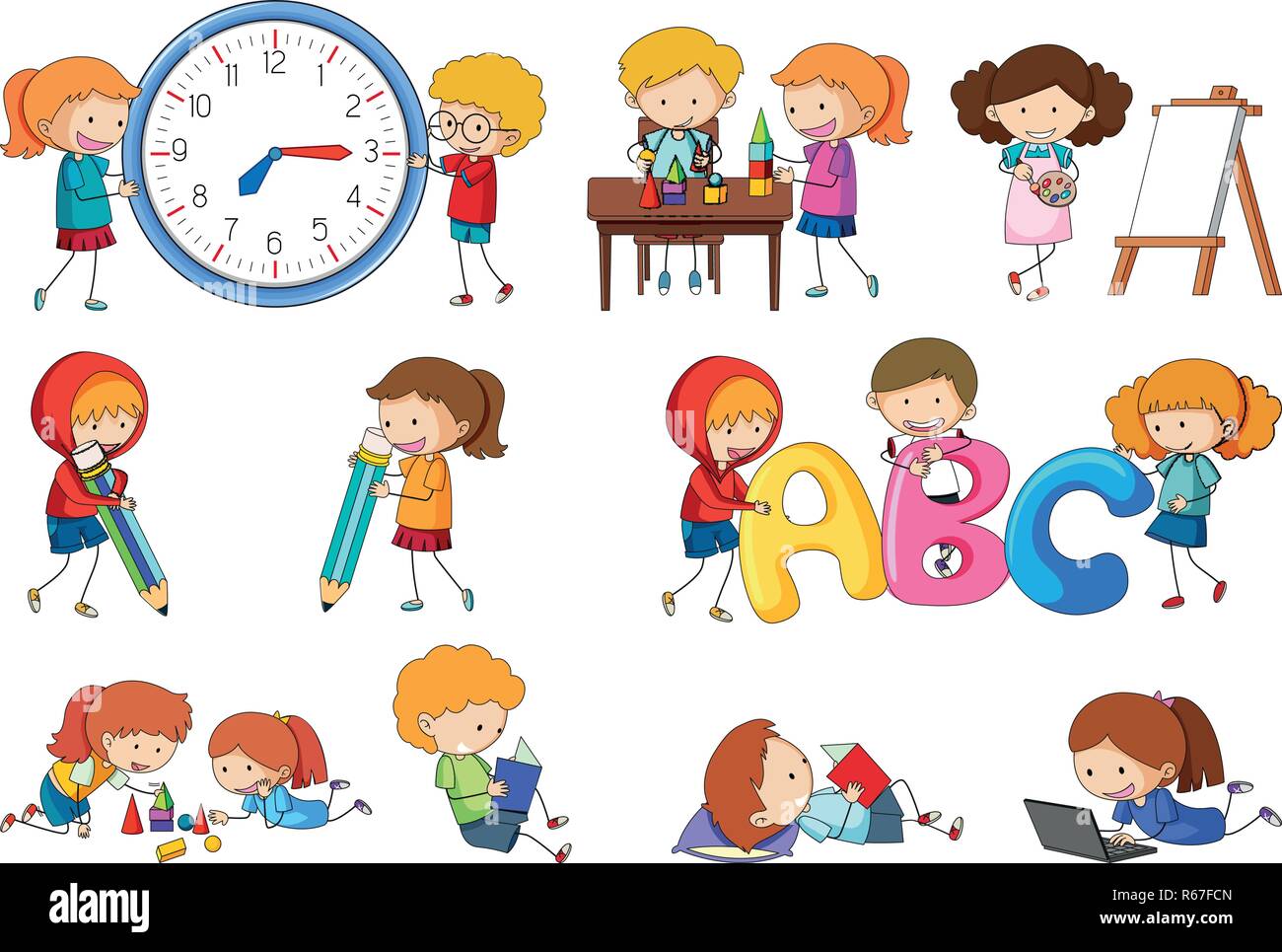 Set of doodle kids activity illustration Stock Vector Image & Art - Alamy