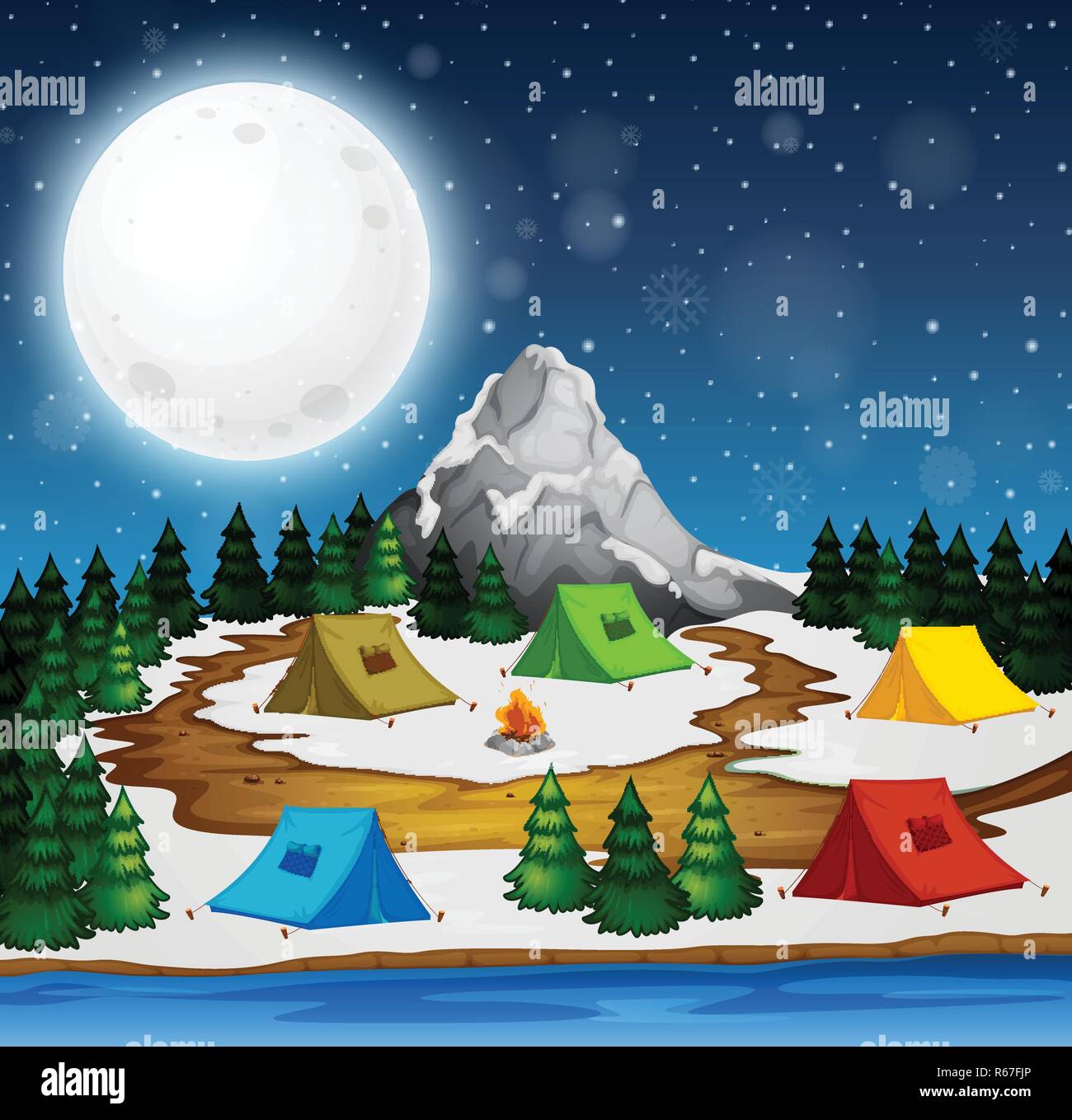 A campsite at night illustration Stock Vector Image & Art - Alamy