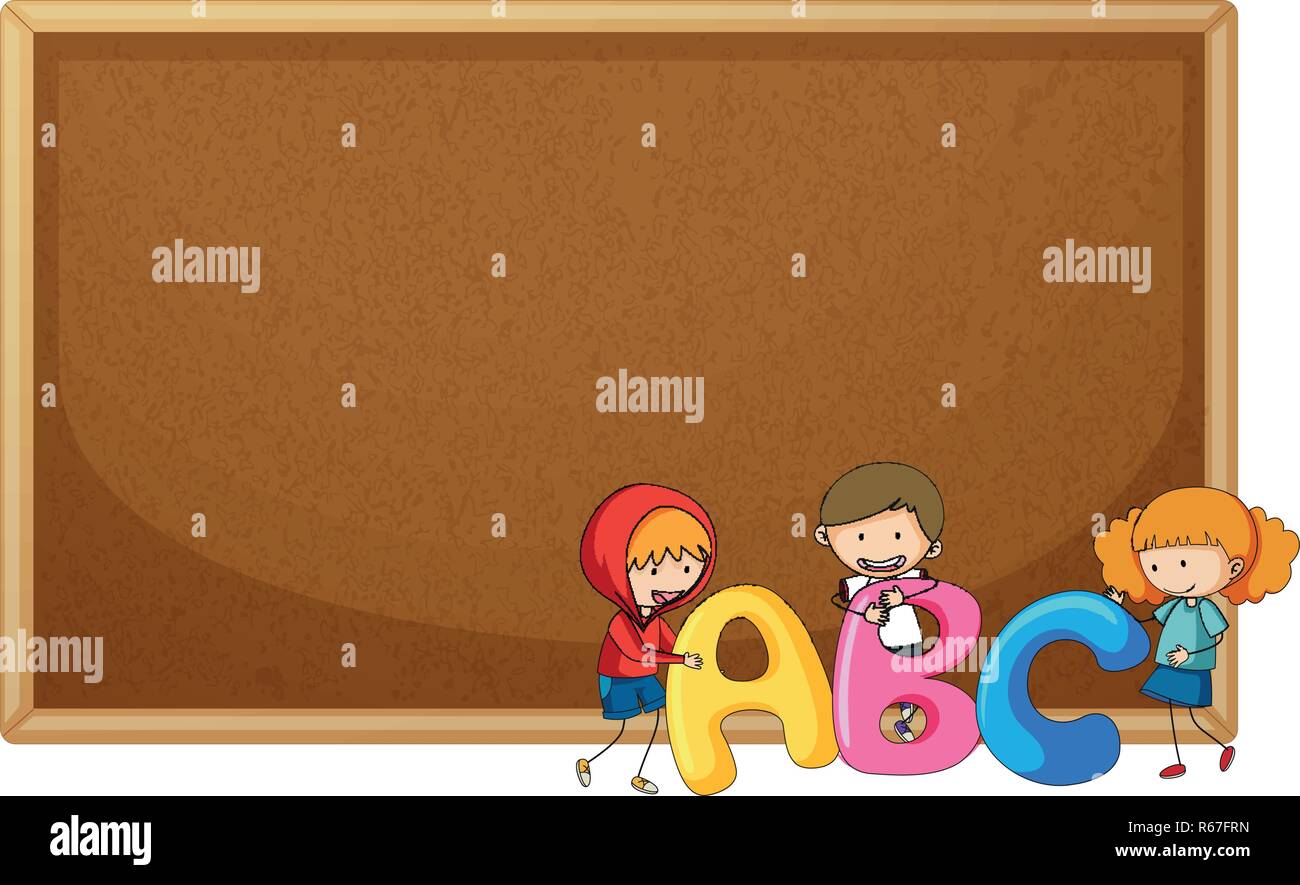 Illustration Kids Holding White Board Stock Vector Images - Alamy