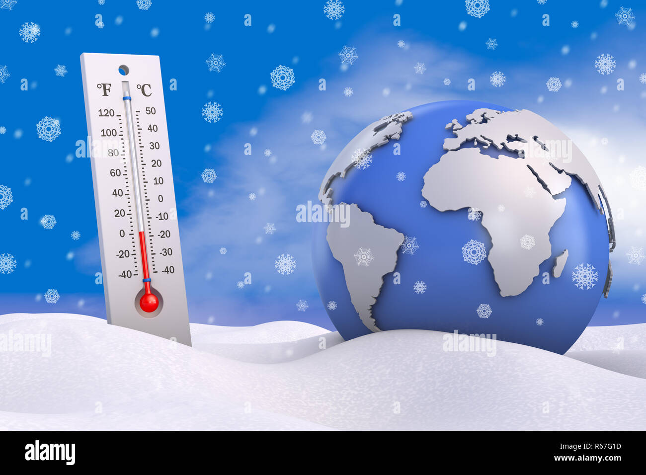 Thermometer and globe Stock Photo Alamy