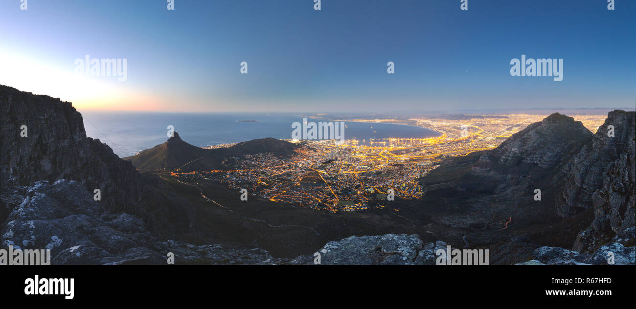 Cape Town City Lights from Table Mountain Stock Photo Alamy