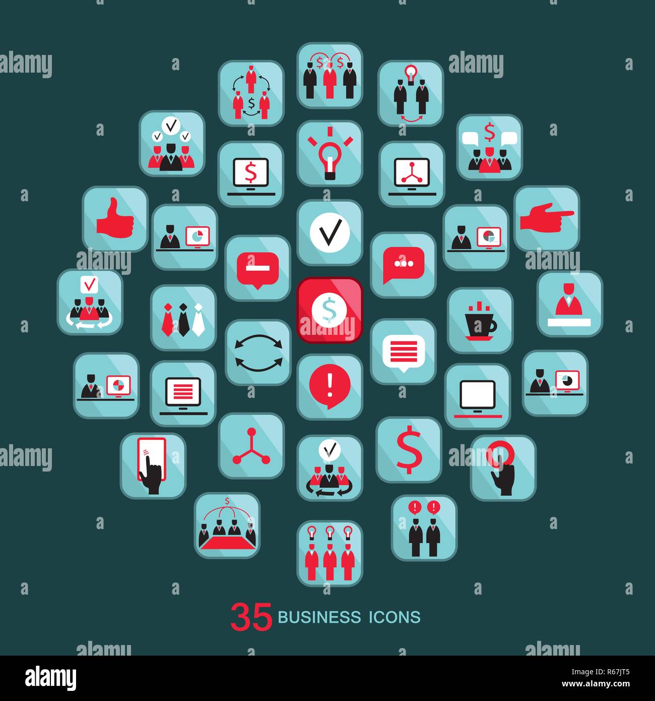 Flat icons set for web. Business finance office. Vector illustration ...