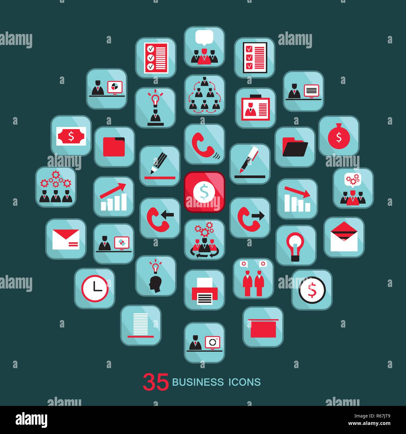 Flat icons set for web. Business finance office. Vector illustration ...