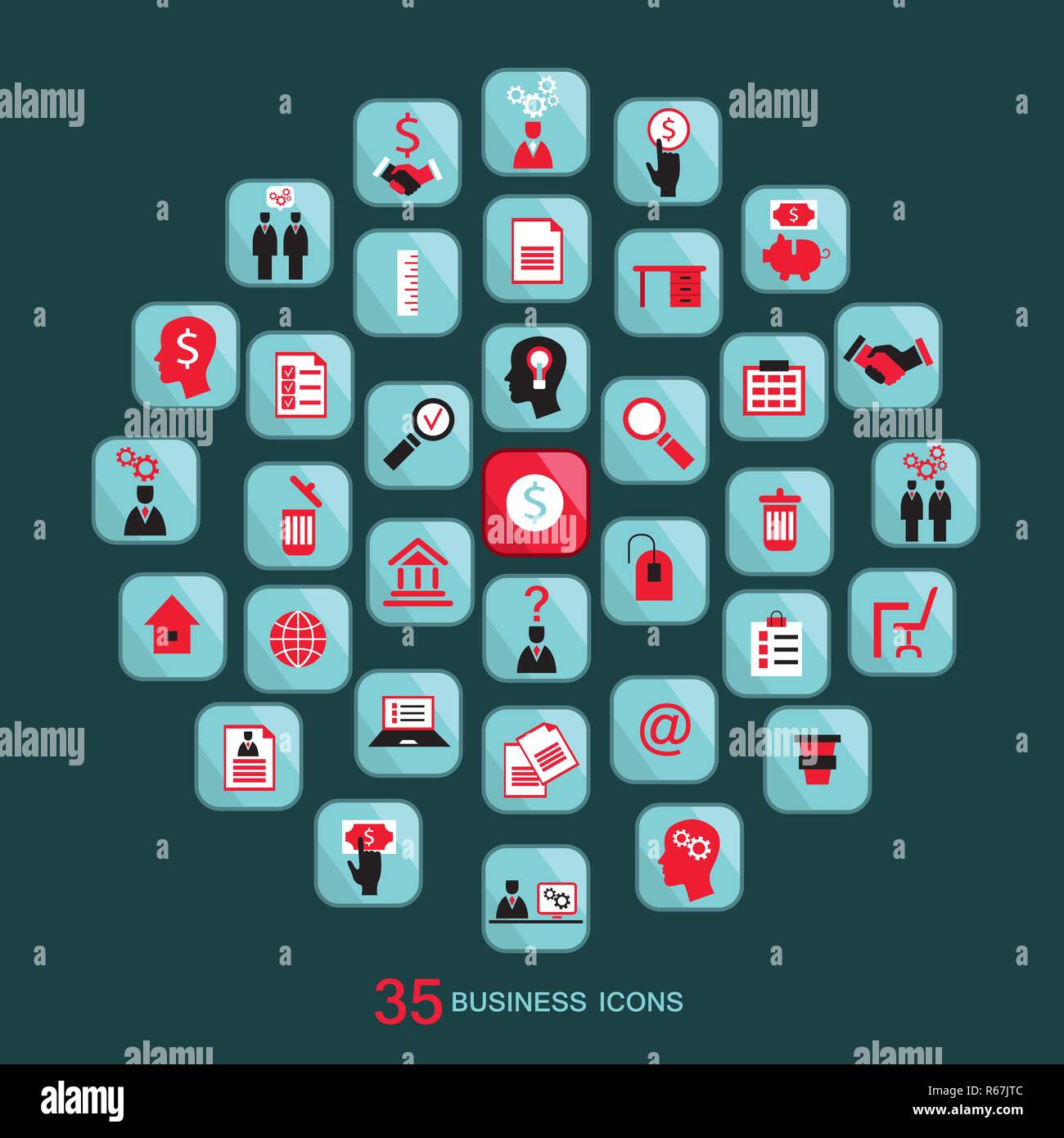 Flat icons set for web. Business finance office. Vector illustration ...