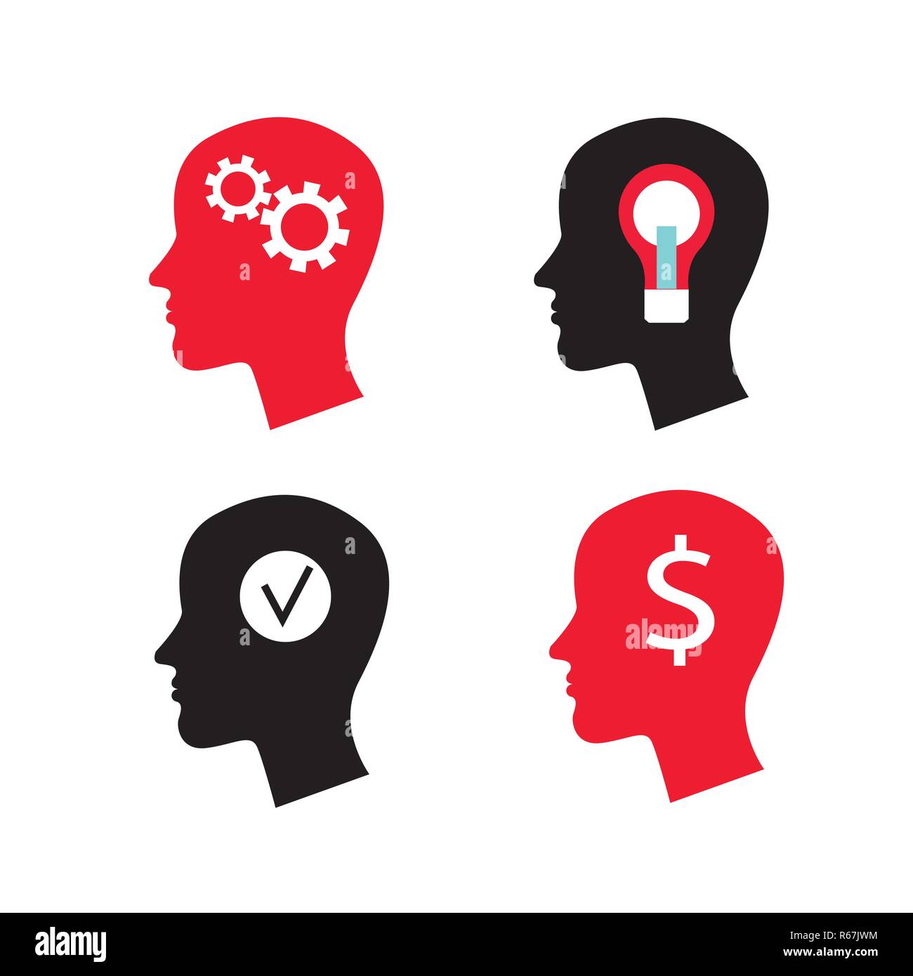 Infographic elements head profile, brain storming, bright ideas and etc. Vector illustration Stock Vector