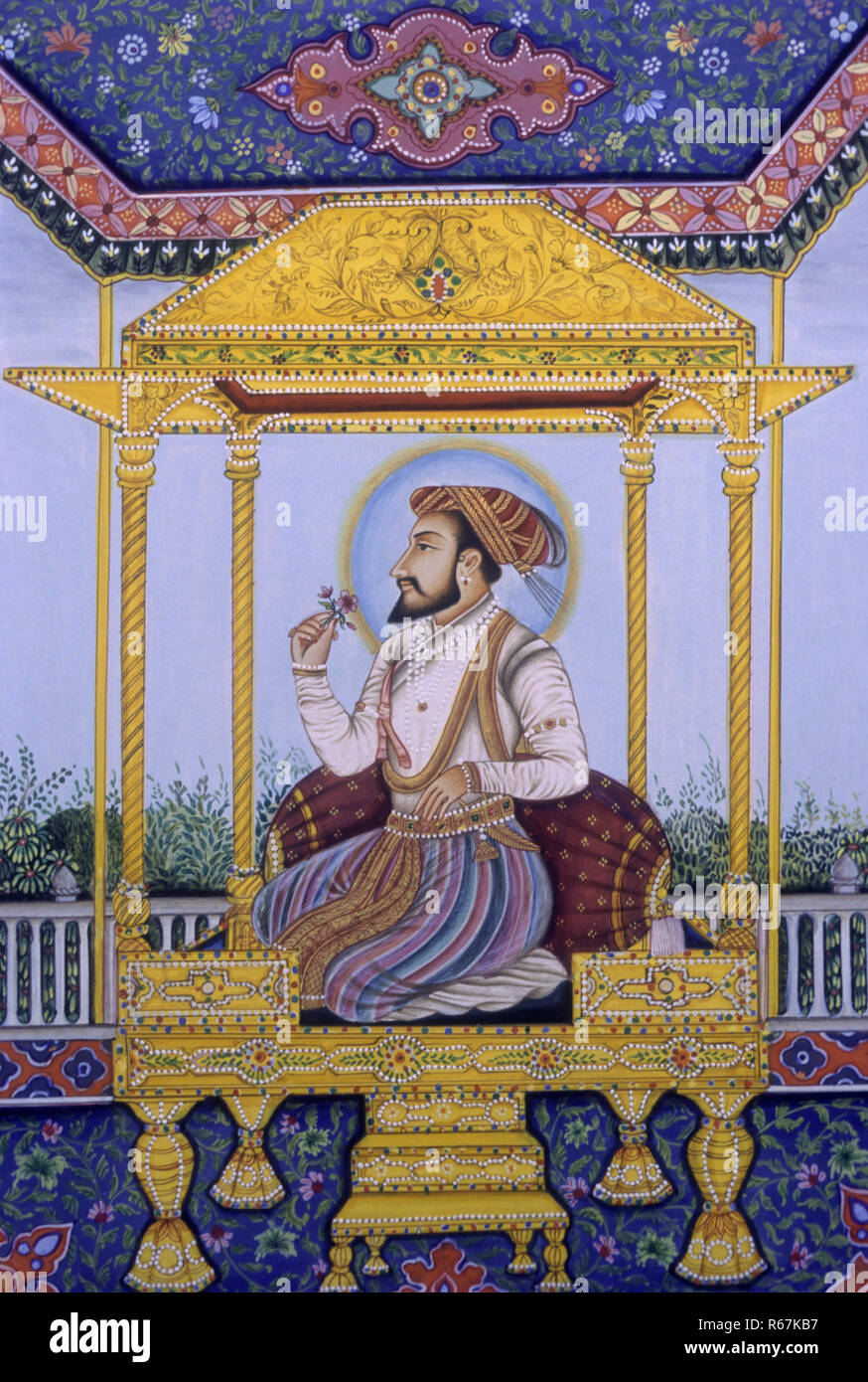 mughal emperor shah Jahan miniature painting Stock Photo